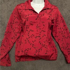 Elementz Red and Black Leaf Print Button Down Shirt